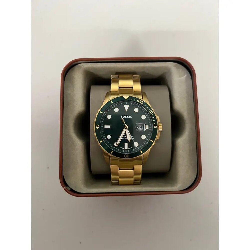 Fossil FS5658 FB-01 Green Dial Gold Toned Stainless Steel Watch - Picture 2 of 7